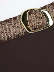River Island Brown Elastic High Waisted Buckle Bikini Briefs - Image 4 of 4