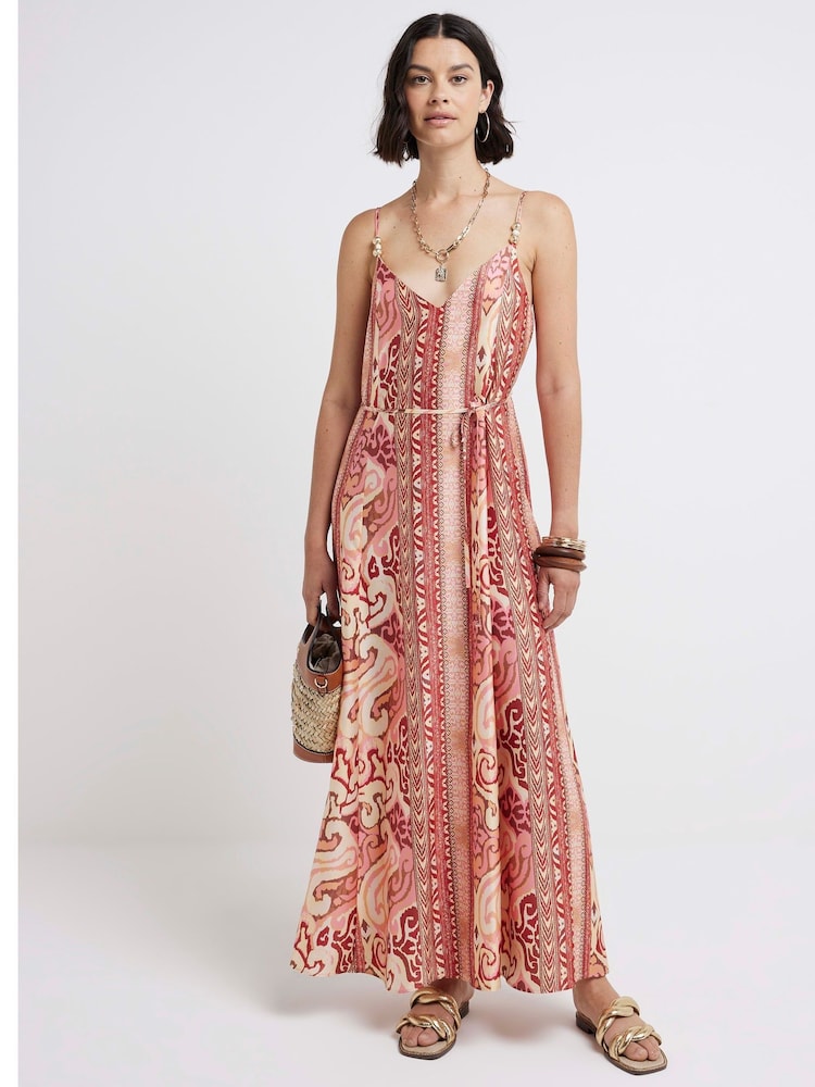 River Island Orange Bead Belted Dress - Image 1 of 3