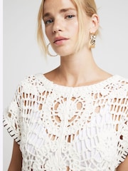River Island Cream Crochet T-Shirt - Image 3 of 6