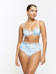 River Island White High Waisted Floral Bikini Briefs - Image 1 of 5