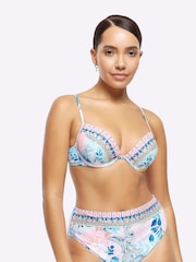 River Island Blue Embellished Balconette Bikini Top - Image 1 of 5