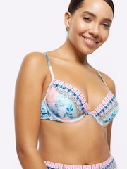 River Island Blue Embellished Balconette Bikini Top - Image 3 of 5