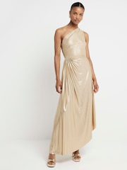 Платье миди River Island с асимметричными складками и разрезом - Image 1 of 5