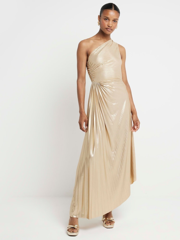 Платье миди River Island с асимметричными складками и разрезом - Image 1 of 5
