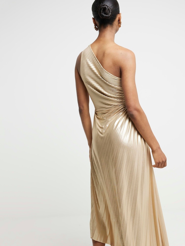 Платье миди River Island с асимметричными складками и разрезом - Image 2 of 5