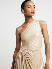 Платье миди River Island с асимметричными складками и разрезом - Image 3 of 5