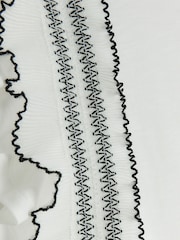 River Island Cream Frill Stitched Shoulder 100% Cotton Top - Image 4 of 4