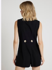 Schwarz - River Island Button Down Playsuit - Bild 2 von 4