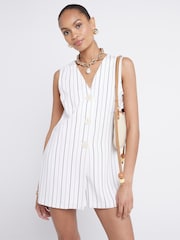 Creme - River Island Button Down Playsuit - Bild 1 von 6