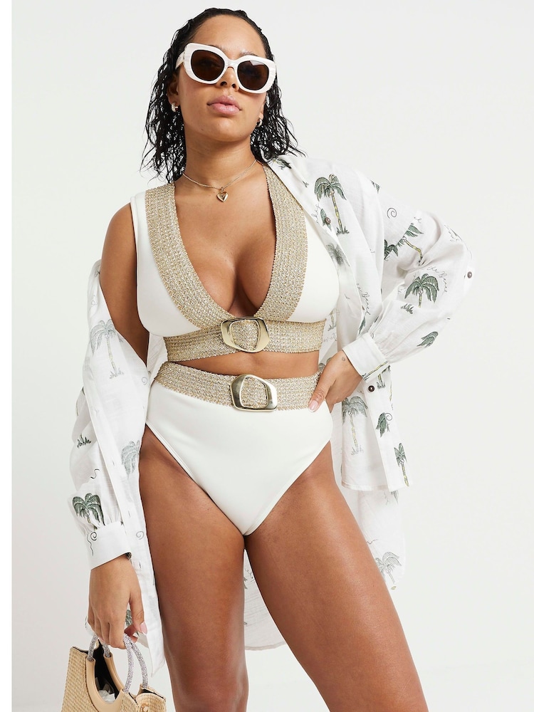 River Island Cream Fuller Bust Elastic Buckle Bikini Top - Image 4 of 4 River Island Cream Fuller Bust Elastic Buckle Bikini Top - Image 4 of 4