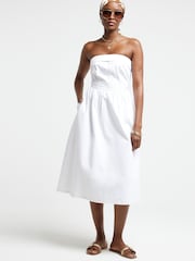 River Island White Bandeau Denim Dress - Image 1 of 4