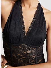 River Island Black Halter Lace Bodies - Image 3 of 3
