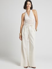 River Island White Halter Lace Bodies - Image 1 of 3