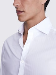 MOSS White Slim Self Stripe 100% Cotton Shirt - Image 2 of 4