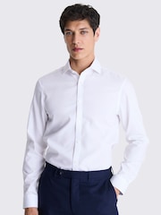 MOSS White Slim Fit Pinpoint Oxford Contrast Non Iron 100% Cotton Shirt - Image 1 of 4
