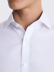 MOSS White Tailored Fit Pinpoint Oxford Contrast Non Iron 100% Cotton Shirt - Image 3 of 4