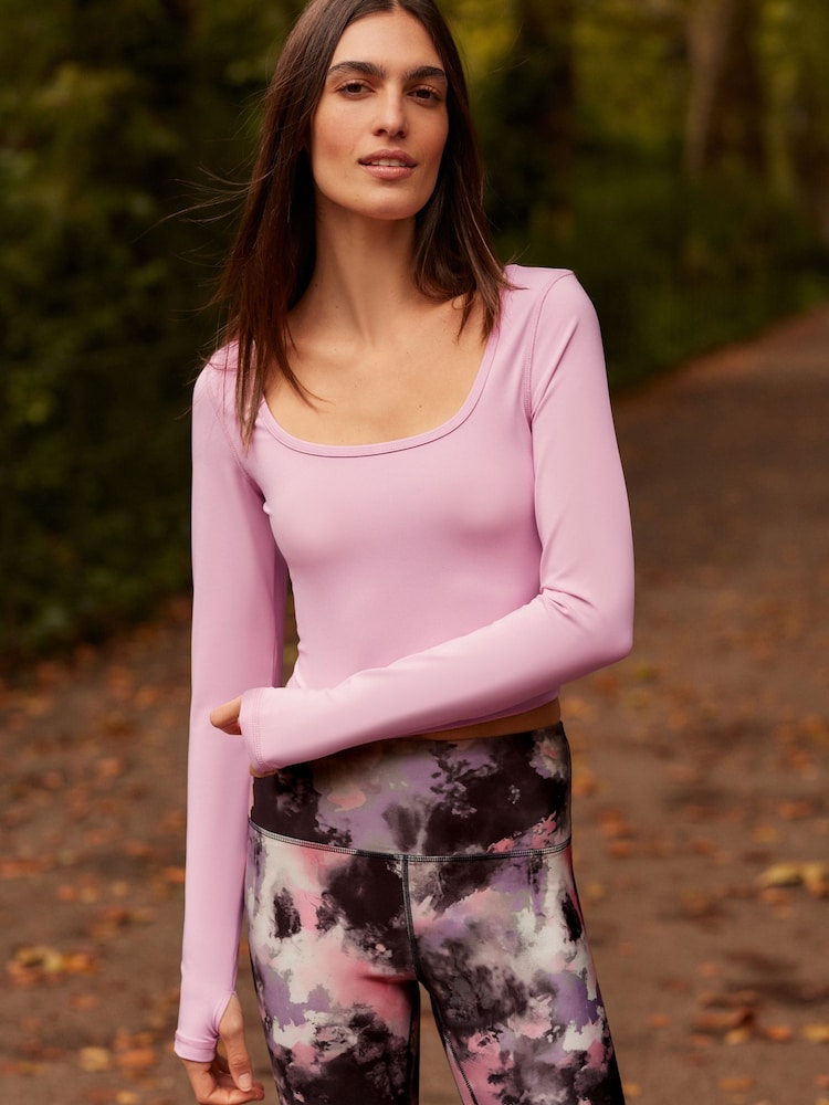Pink Active Long Sleeve Square Neck Top - Image 1 of 8