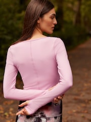 Pink Active Long Sleeve Square Neck Top - Image 4 of 8