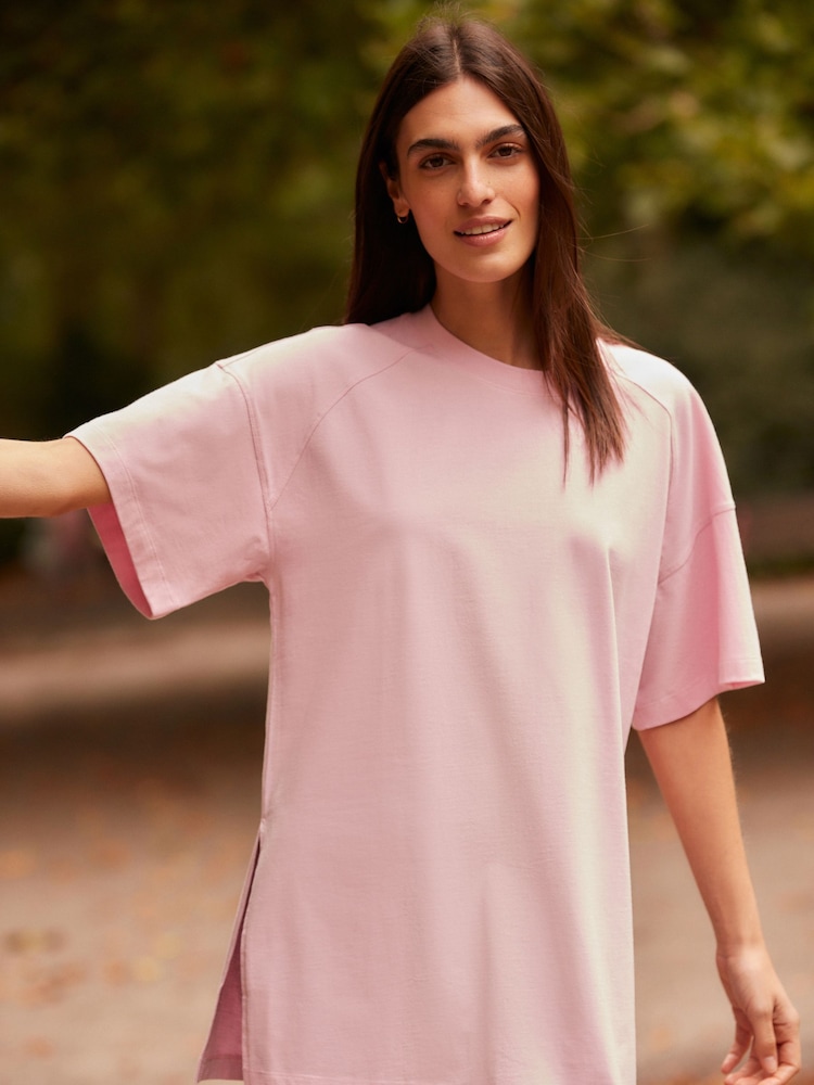 Pink Oversized 100% Cotton T-Shirt - Image 4 of 8