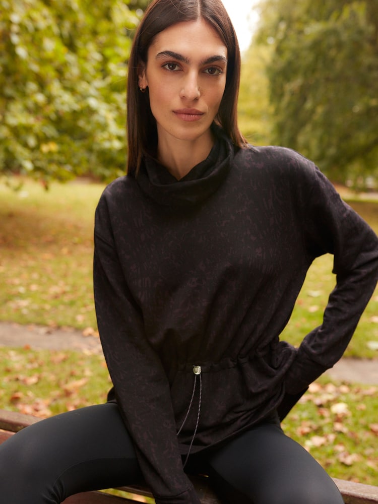Aubergine Purple Active Cowl Neck Sweat Top - Image 1 of 8