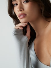 Grey Yoga Wrap Top - Image 4 of 9