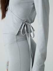 Grey Yoga Wrap Top - Image 5 of 9