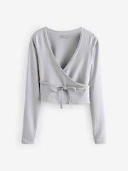Grey Yoga Wrap Top - Image 6 of 9