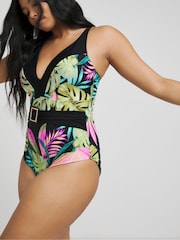 Simply Be Black Magisculpt Plunge Swimsuit - Image 1 of 4