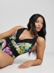 Simply Be Black Magisculpt Plunge Swimsuit - Image 3 of 4
