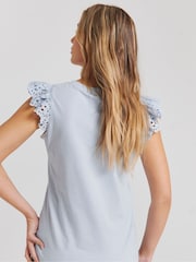 Simply Be Blue Broderie Sleeve Vest - Image 2 of 4
