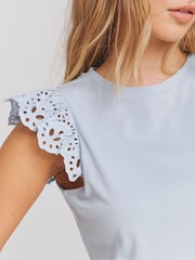Simply Be Blue Broderie Sleeve Vest - Image 4 of 4