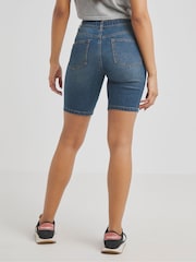 Simply Be Blue 24/7 Denim Knee Shorts - Image 2 of 4