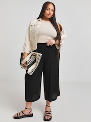 Simply Be Black Tie Waist Crinkle Culottes - Image 1 of 4