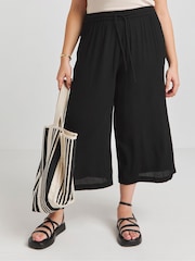 Simply Be Black Tie Waist Crinkle Culottes - Image 3 of 4