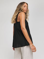 Simply Be Black Crinkle Shirred Waist Ruched Strap Cami - Image 2 of 4