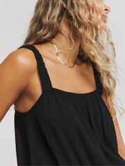 Simply Be Black Crinkle Shirred Waist Ruched Strap Cami - Image 4 of 4