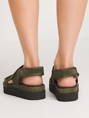 Simply Be Green Extra Wide Fit Chunky Comfort Suede Touch And Close Sandals - Image 3 of 4