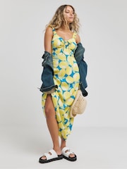 Simply Be Yellow Tie Front Midi Dress - Image 1 of 4