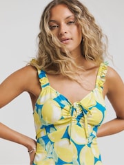 Simply Be Yellow Tie Front Midi Dress - Image 3 of 4