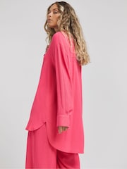 Simply Be Pink Oversized Crinkle Shirt - Image 2 of 4