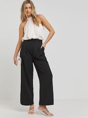 Simply Be Cream Halterneck Textured Satin Blouse - Image 3 of 4