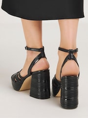 Simply Be Black Wide Fit Feature Platform Heels - Image 1 of 5