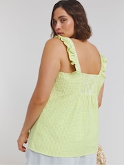 Simply Be Green 100% Cotton Gingham Ruched Cami - Image 2 of 4