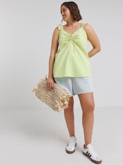 Simply Be Green 100% Cotton Gingham Ruched Cami - Image 4 of 4