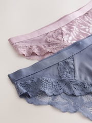 Rosa malva estampado/ azul - Pack de 2 braguitas de pierna alta con ribete de Encaje - Imagen 10 de 10