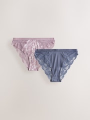 Rosa malva estampado/ azul - Pack de 2 braguitas de pierna alta con ribete de Encaje - Imagen 6 de 10