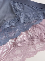 Rosa malva estampado/ azul - Pack de 2 braguitas de pierna alta con ribete de Encaje - Imagen 9 de 10