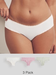 Pink/White/Green Print Hipster Knickers 3 Pack - Image 1 of 6