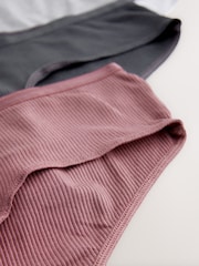 Grey/Navy Hipster Cotton Rib Knickers 3 Pack - Image 10 of 10