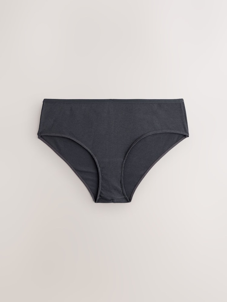 Grijs/marineblauw - Verpakking van 3 geribbelde katoenen slips - Image 7 of 10